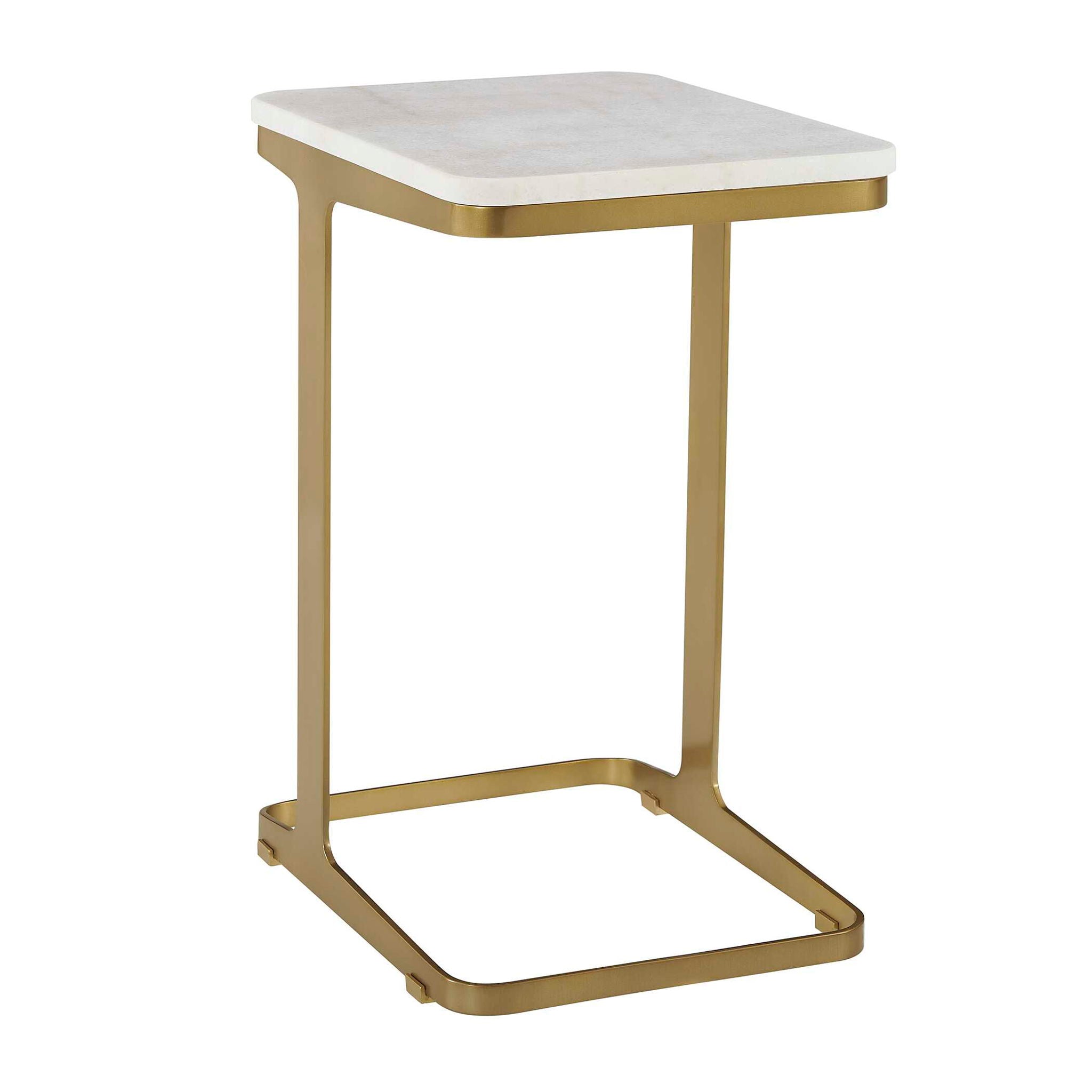 Tylan - Marble Accent Table - Brass / White