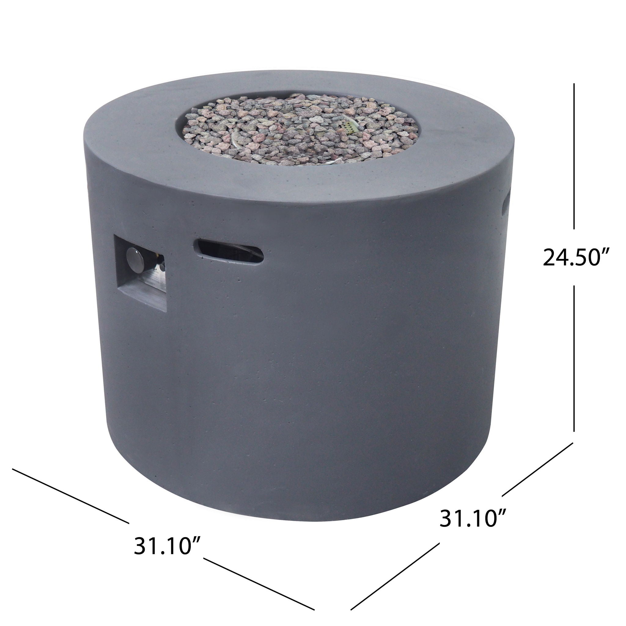 Round Iron Fire Pit With 40, 000 Btu