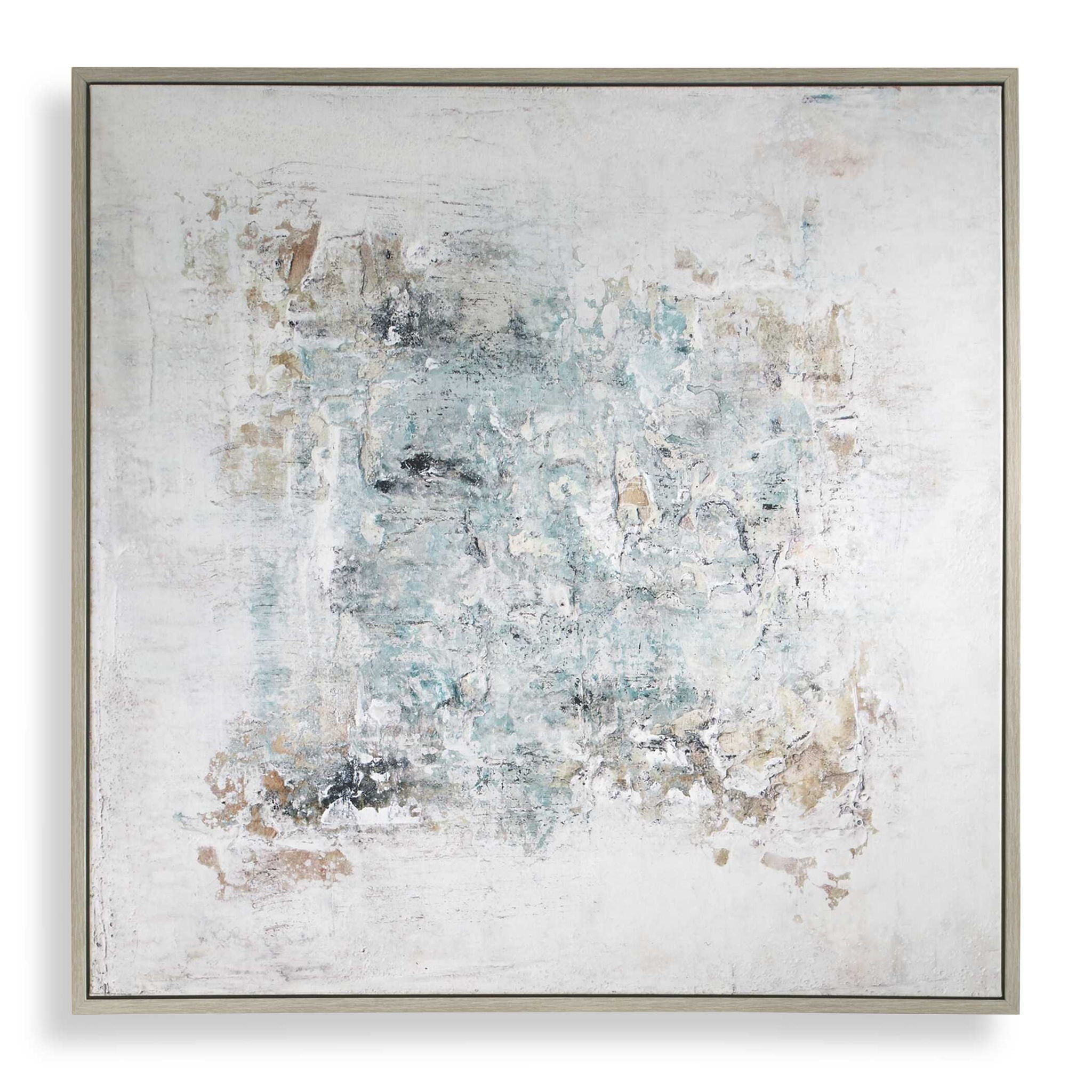 Find Me Here - Abstract Framed Canvas Art - Black / Blue / Brown / Gray / White