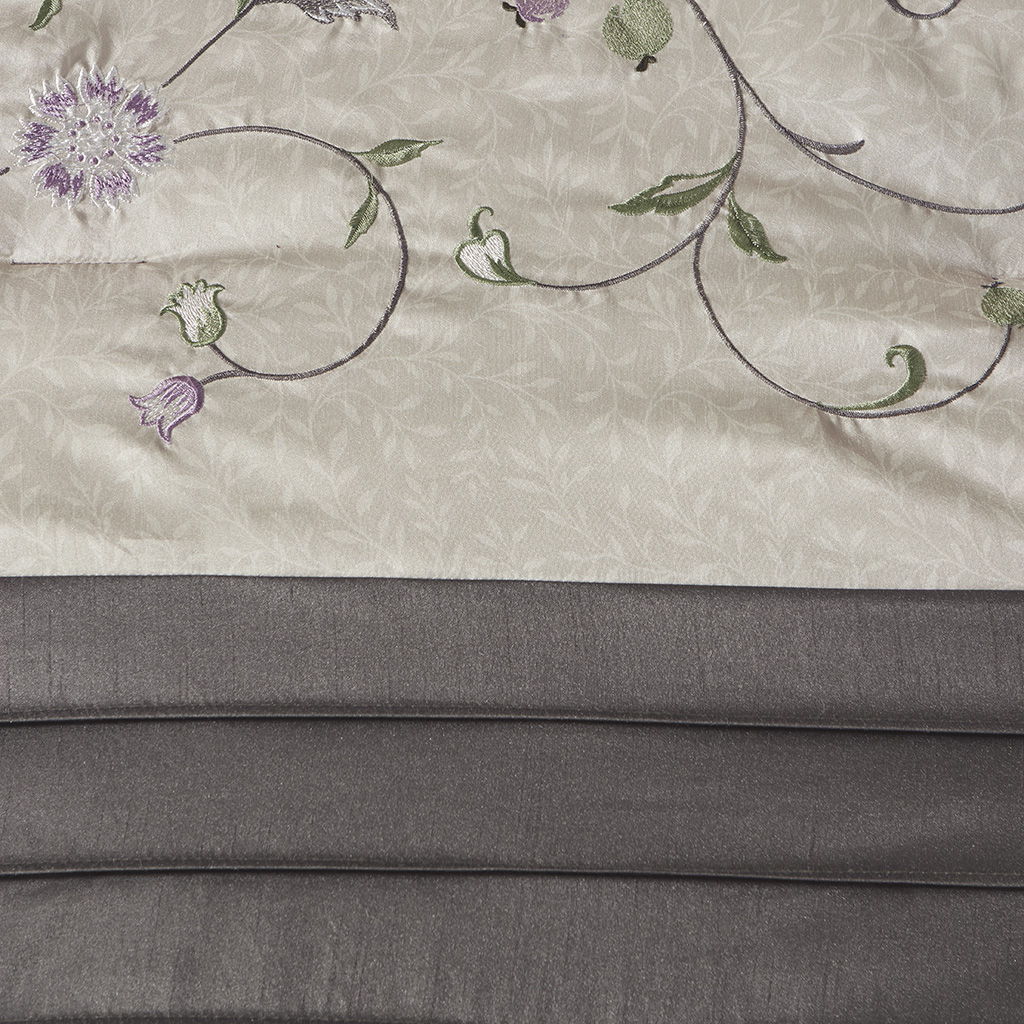 Serene - Queen Embroidered Piece Comforter (Set of 7) - Purple
