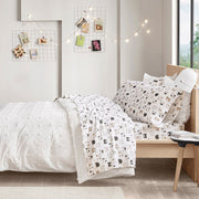 Cozy Soft - Twin Long Novelty Print Sheet Set - Gray / Pink Cats