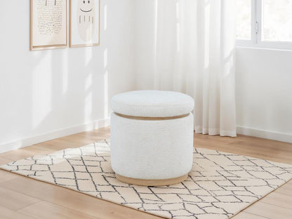 Remuda - Boucle Upholstered Round Storage Ottoman - Ivory