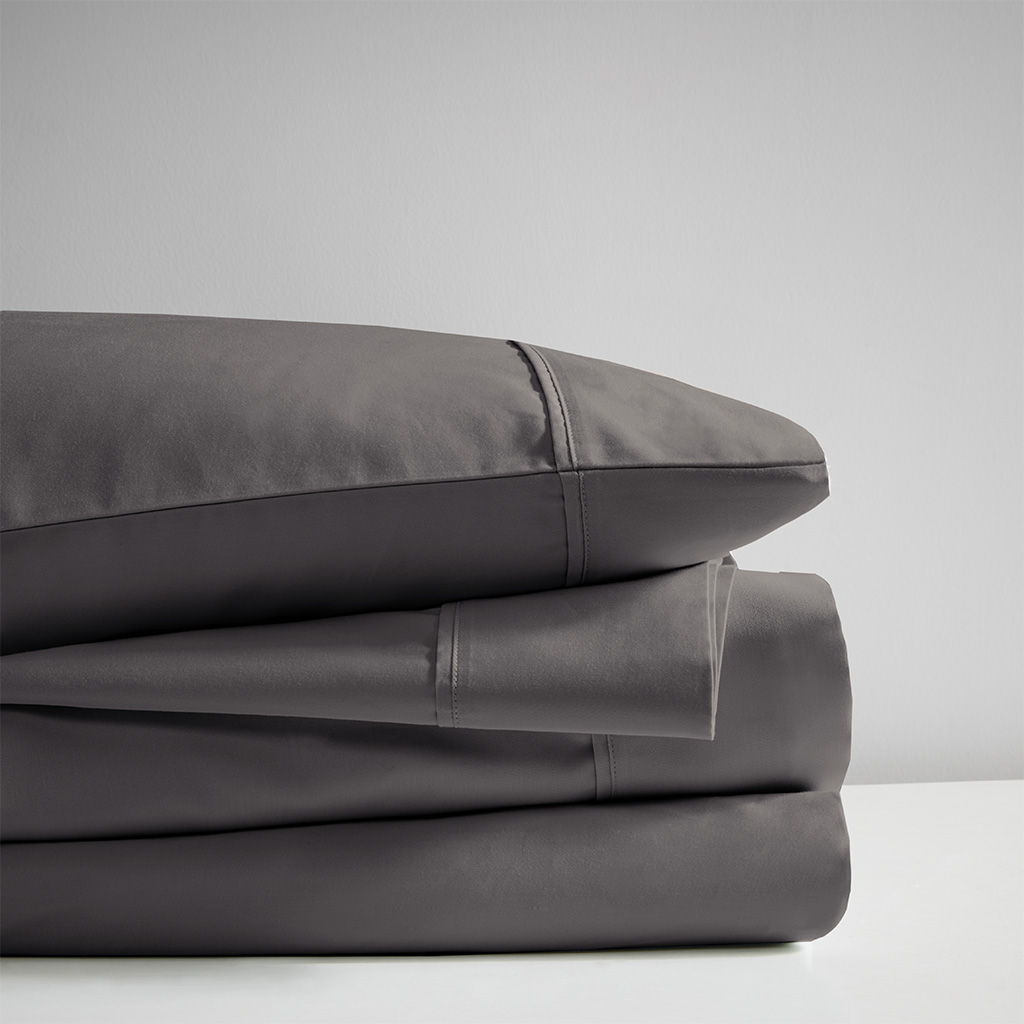 600 Thread Count - Cooling Cotton Blend 4 Piece Sheet Set - Dark Gray
