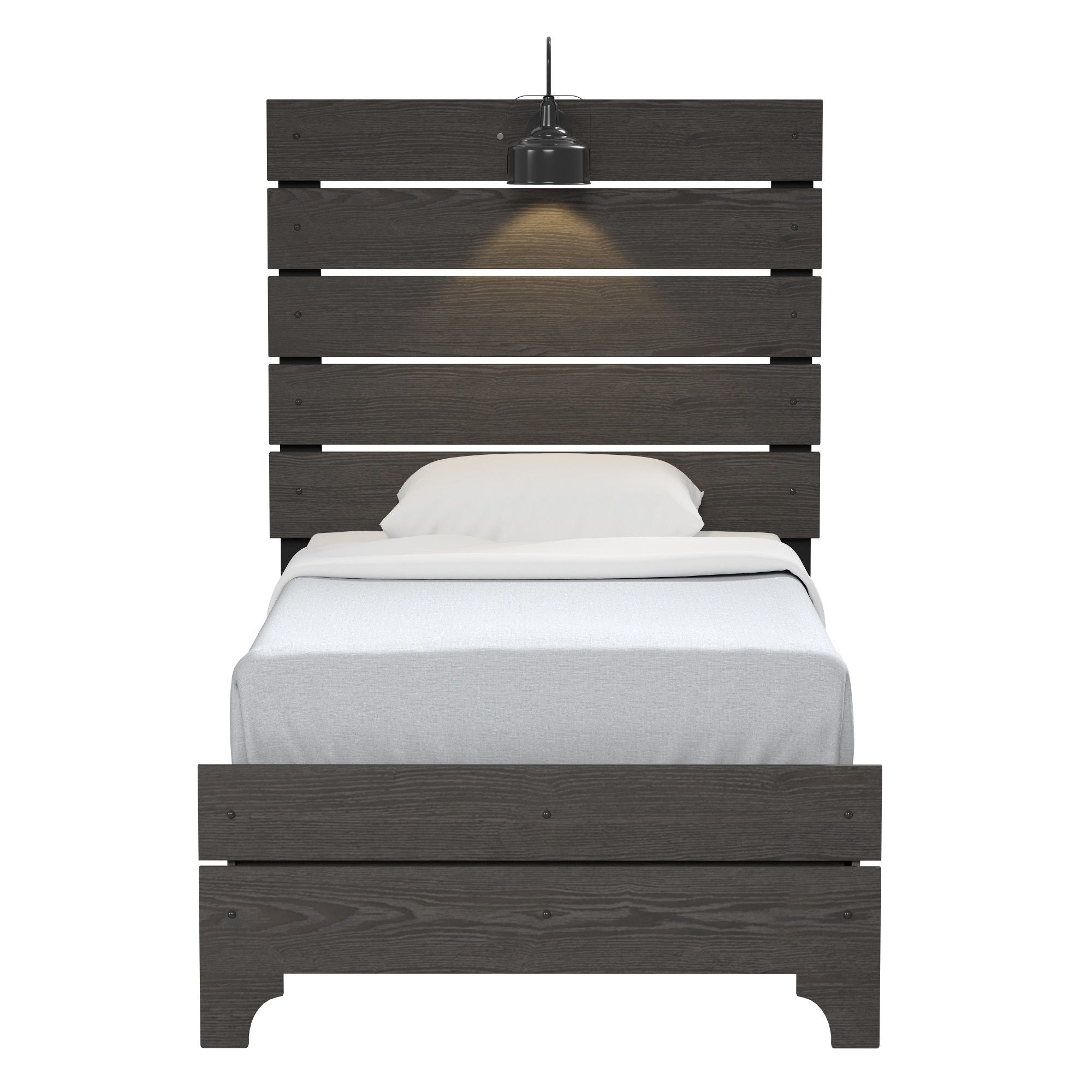 Twin Bed With Integrated Lights - Brown