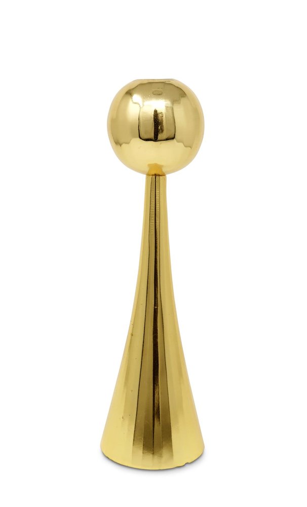 12" Gold Stainless Steel Tabletop Taper Candlestick