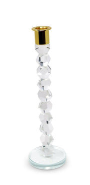 11" Gold Abstract Crystal Tabletop Wedding Taper Candlestick