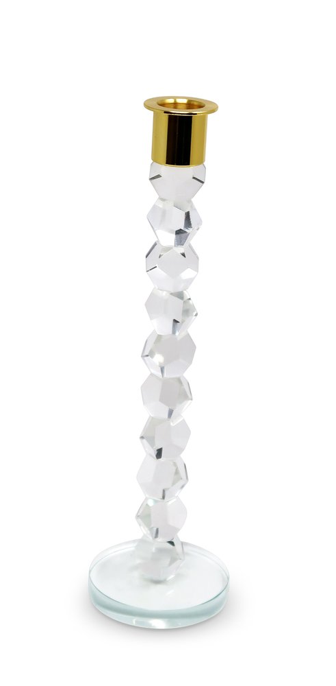 11" Gold Crystal Abstract Tabletop Candle Holder For Wedding