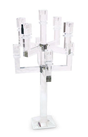 25" Clear Faceted Crystal Tabletop Candelabra Candle Holder