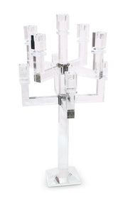 25" Clear Faceted Crystal Tabletop Candelabra Candle Holder