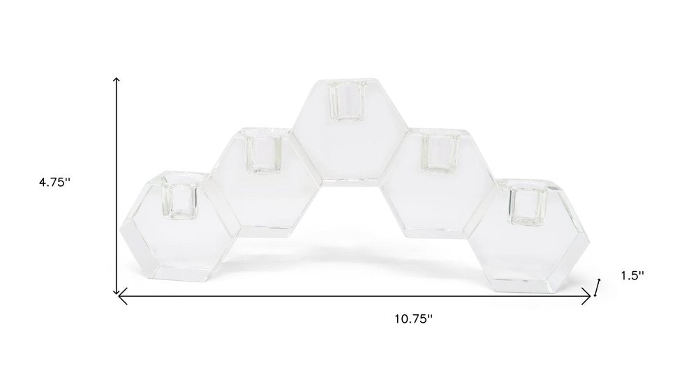 5" Clear Crystal Geometric Tabletop Candelabra Candle Holder