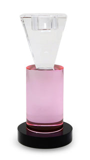7" Pink Abstract Crystal Tabletop Wedding Taper Candlestick