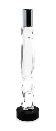 11" Silver Clear And Black Crystal Tabletop Taper Candlestick