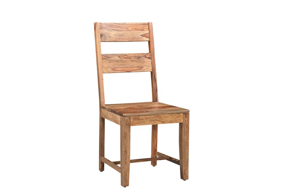 Six Piece Brown Solid Wood Dining Set with Four Chairs