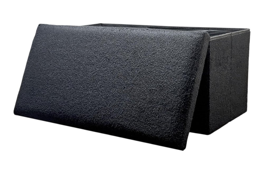 15" Black Boucle Cube Storage Ottoman