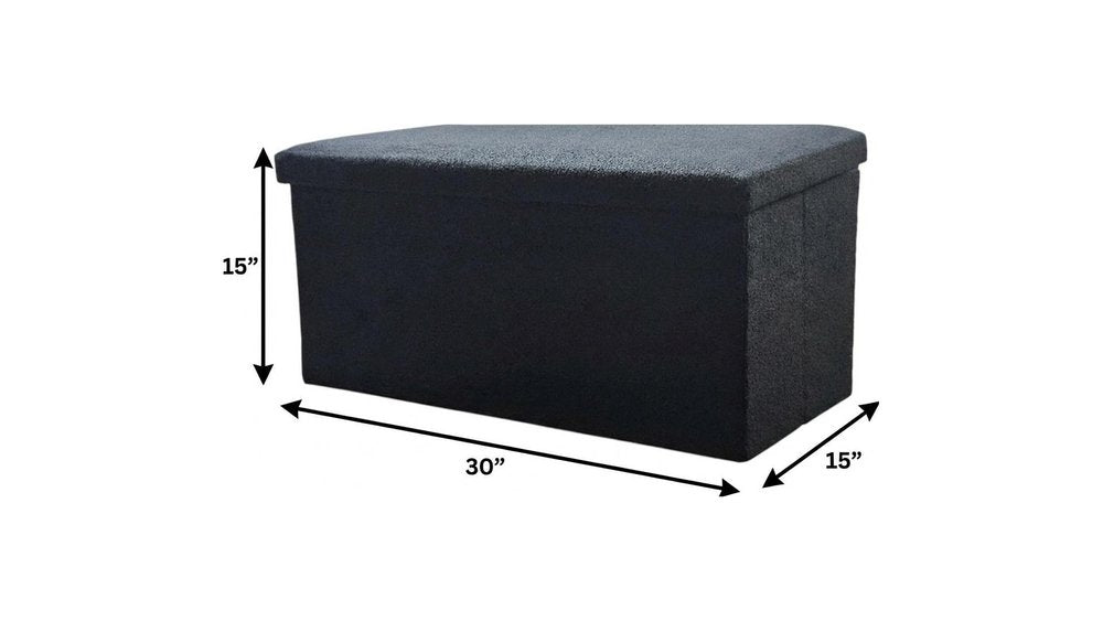15" Black Boucle Cube Storage Ottoman