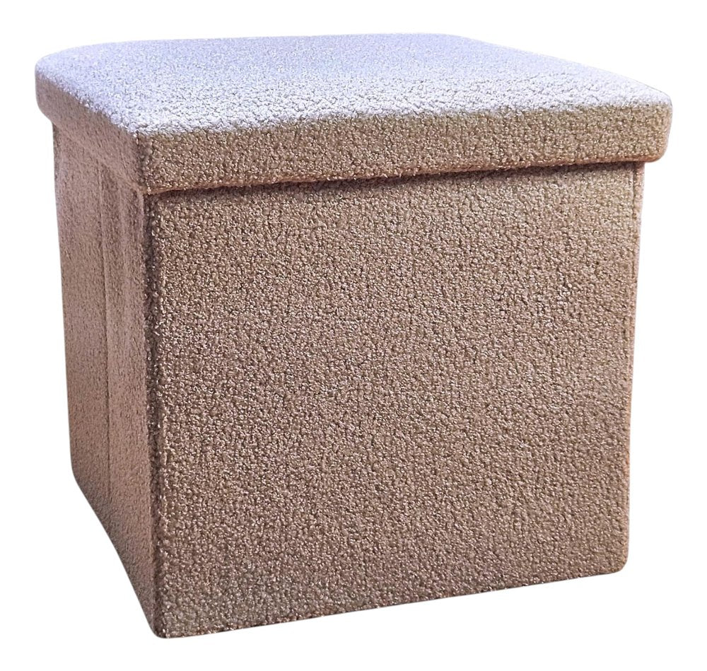 12" Taupe Boucle Cube Storage Ottoman
