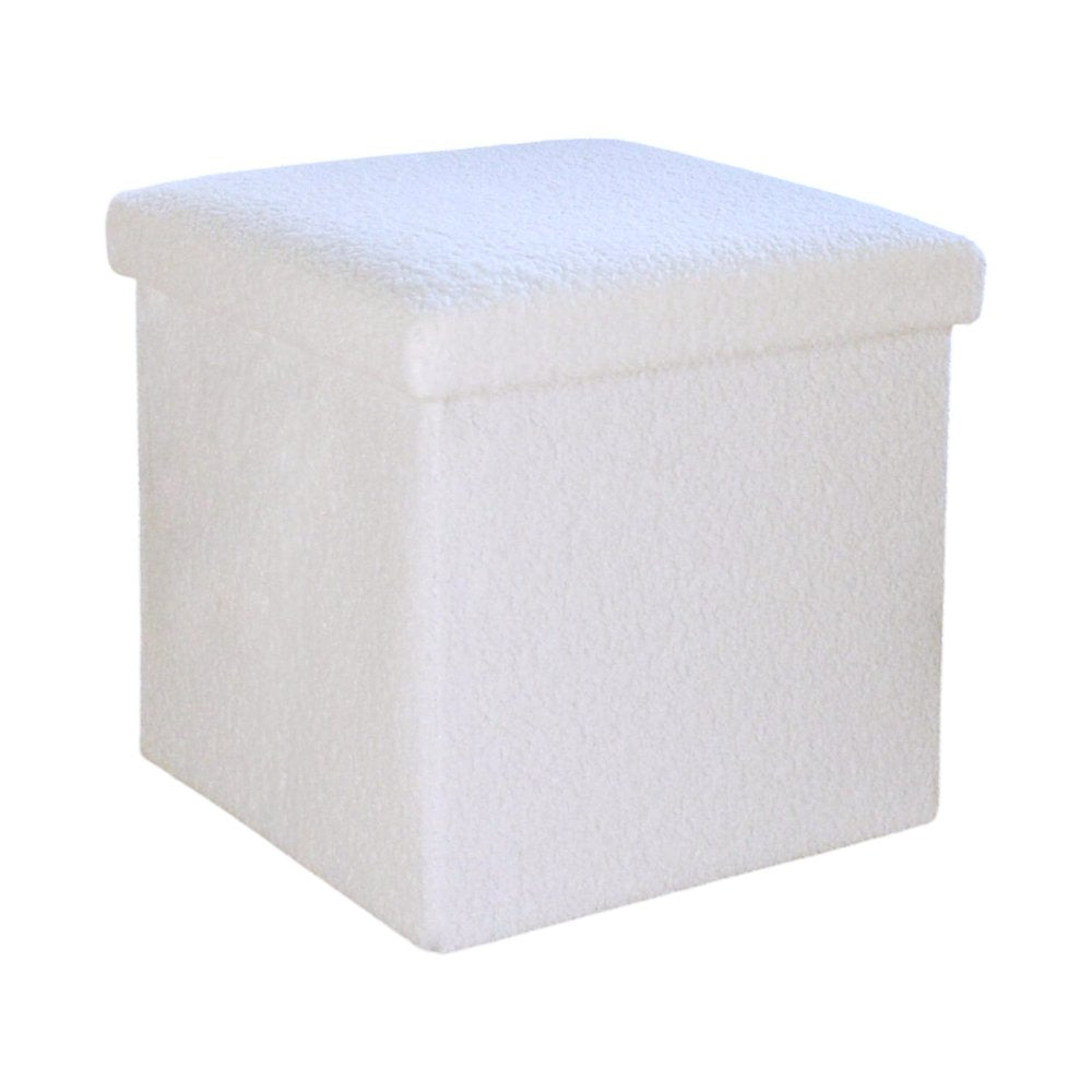 12" Taupe Boucle Cube Storage Ottoman