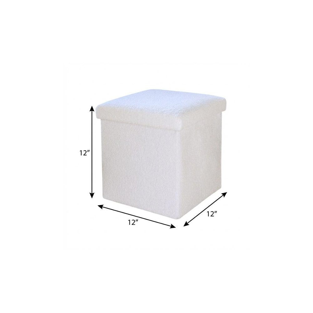 12" Taupe Boucle Cube Storage Ottoman