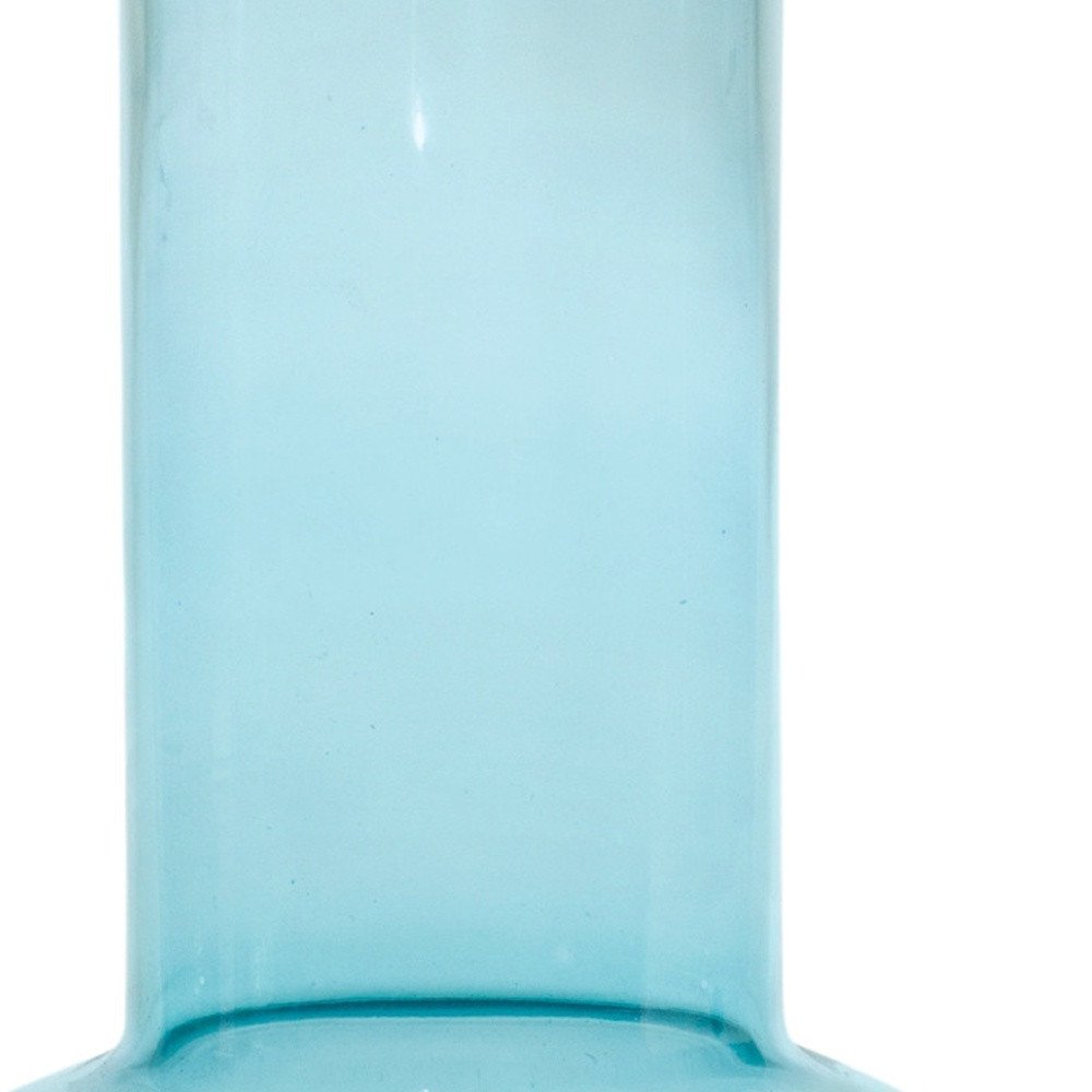 Set of Two Aqua Glass Round Table Vases