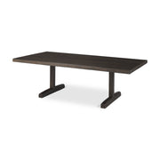 55" Dark Brown Solid Wood Double Pedestal Coffee Table