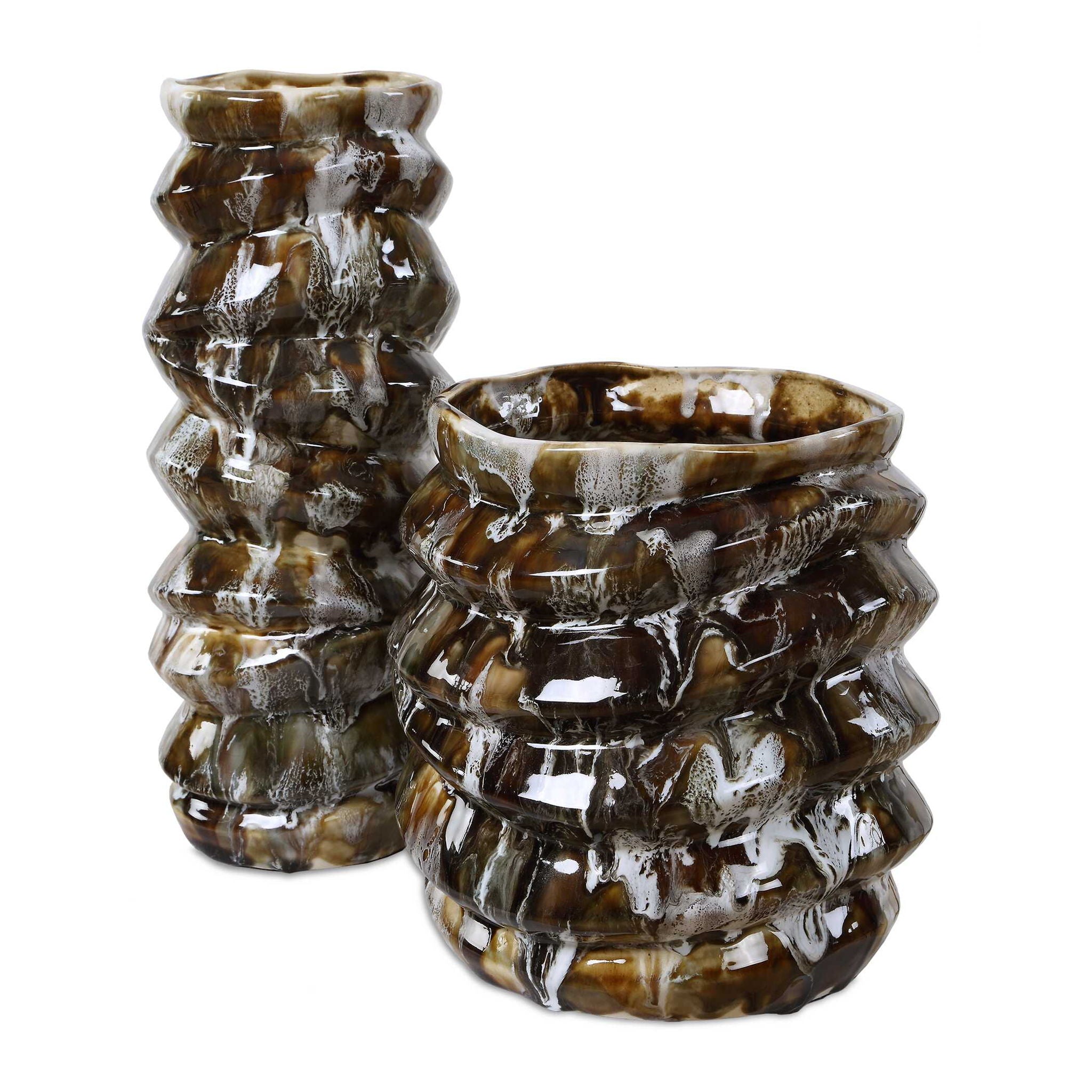 Cuoco - Glazed Vases (Set of 2) - Brown