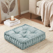 Azza - Poly Chenille Square Floor Pillow Cushion Compress Pack - Aqua