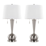 Jules - Contemporary Table Lamp Built In USB Port (Set of 2) - Nickel / White
