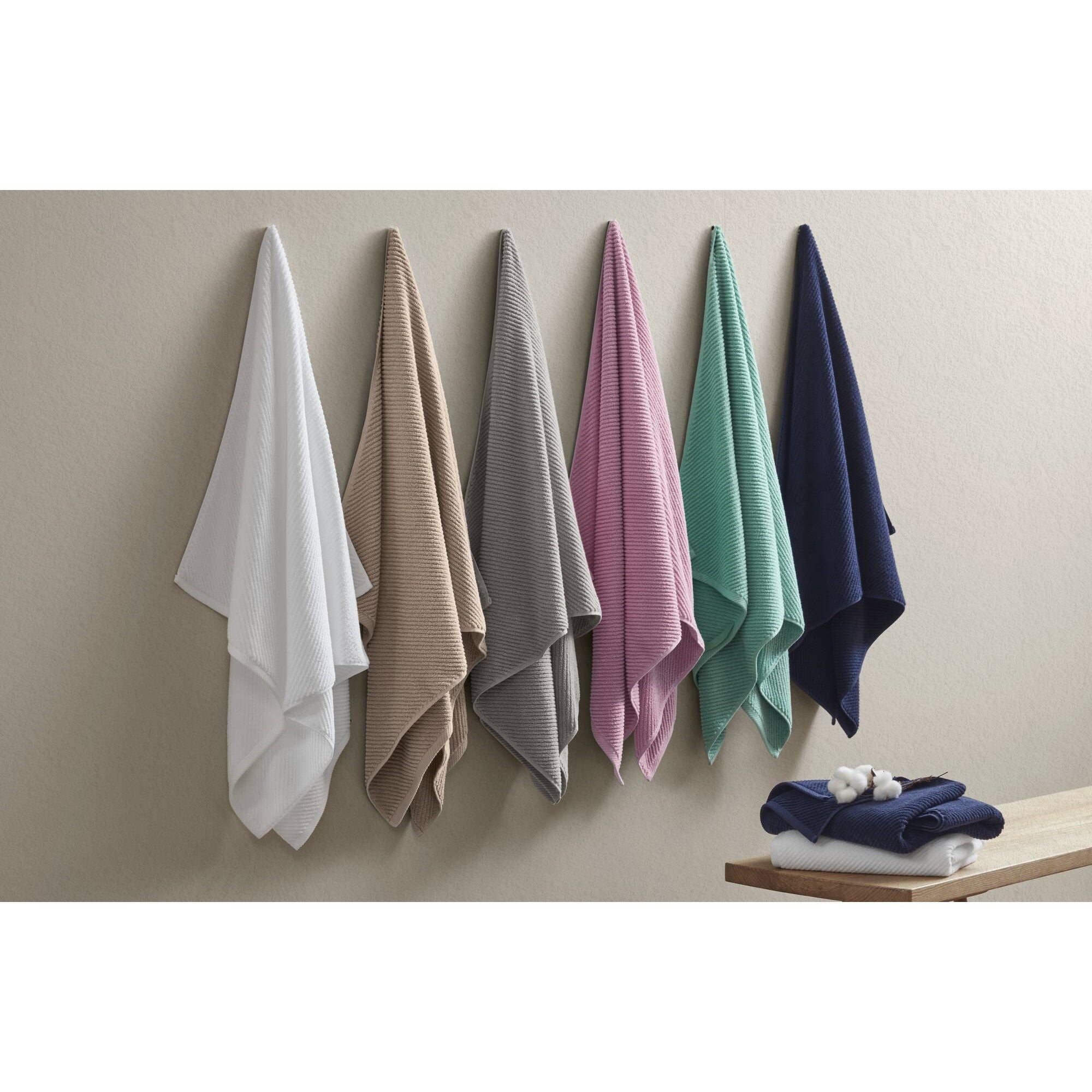 Diagonal Ribbed - 4 Piece Hand Towels Set - Navy
