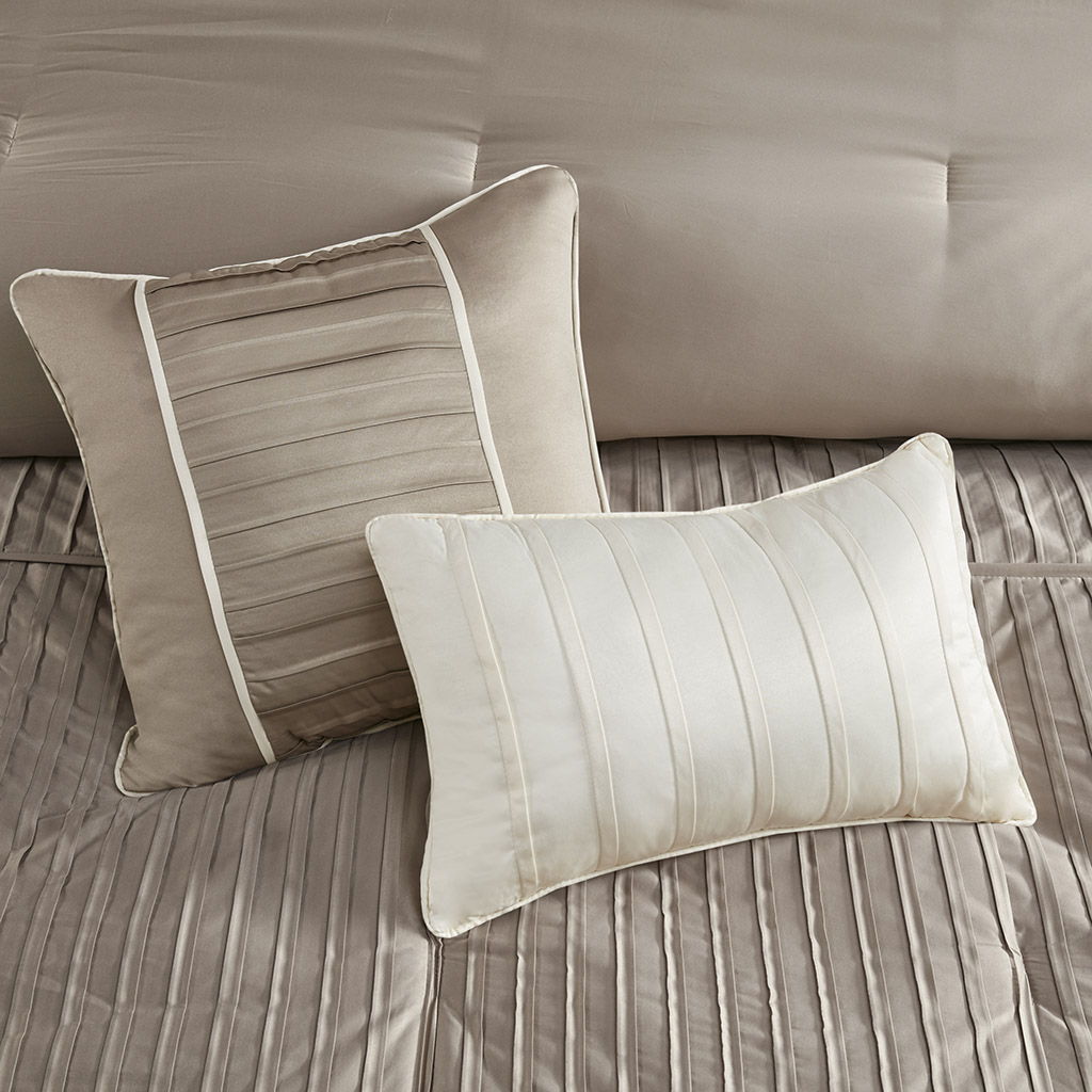 Trinity - Queen Piece Comforter (Set of 7) - Taupe