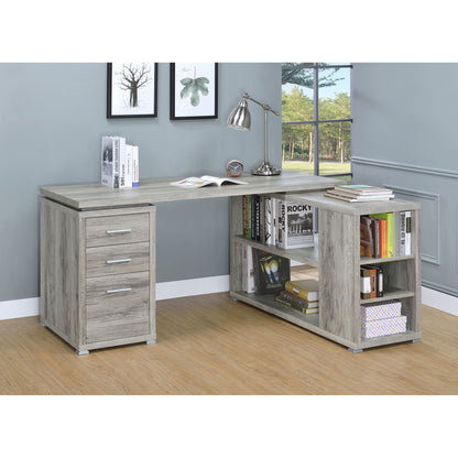 Tona - L-Shape Computer Desk With 3 Drawers And 5 Shelves
