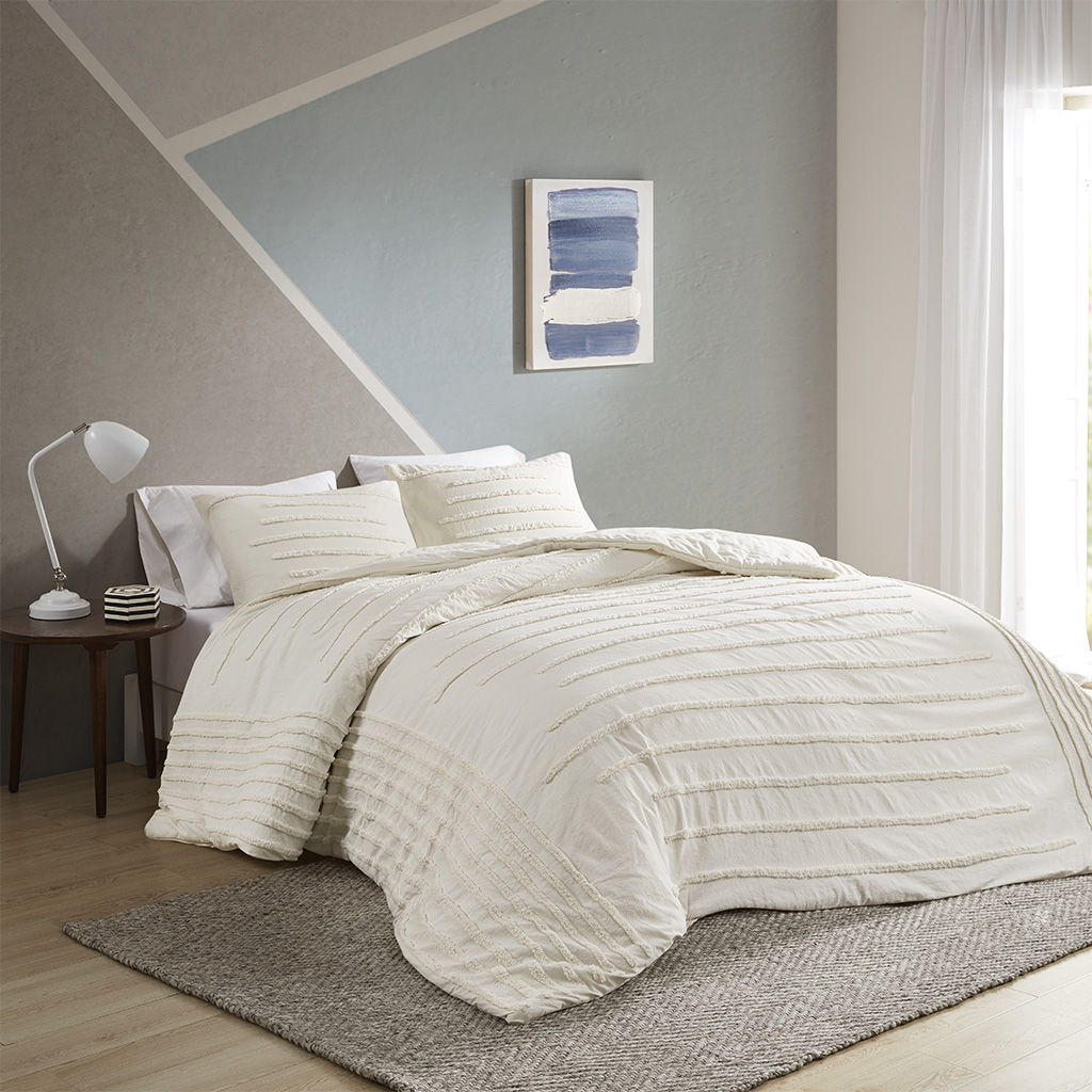 Mercer - King 3 Piece Comforter Set - Ivory