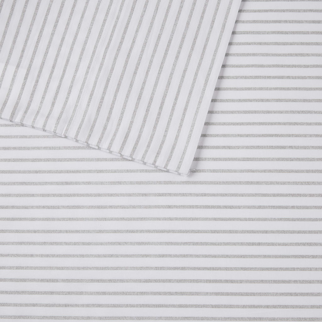200 Thread Count Printed Cotton - Queen Sheet Set - Gray Stripe