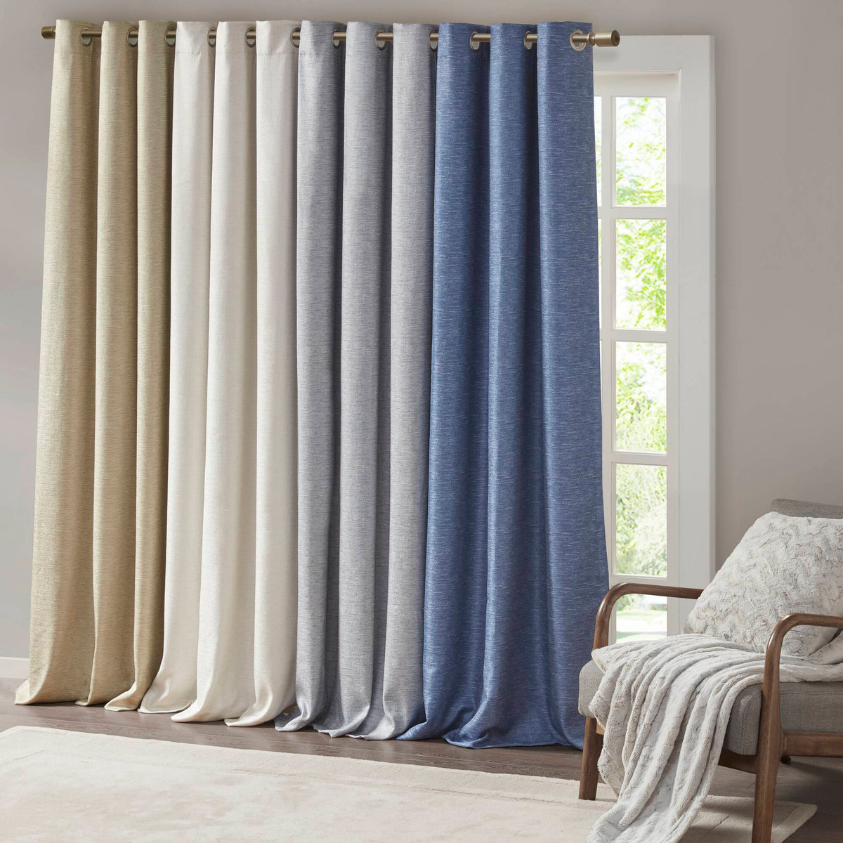 Como - Tonal Printed Total Blackout Window Panel Pair - Taupe