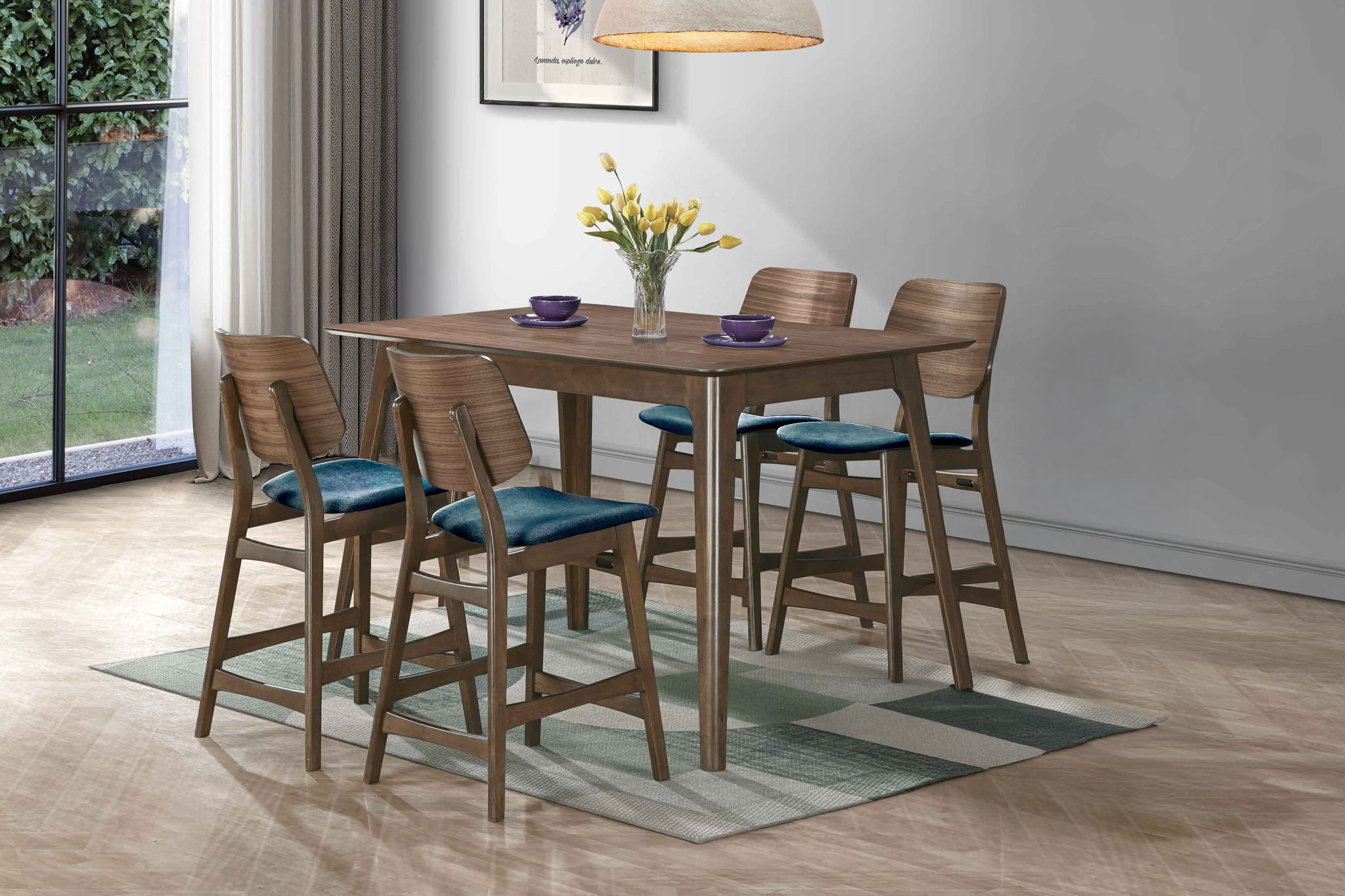 Oscar - Counter Table Set - Walnut