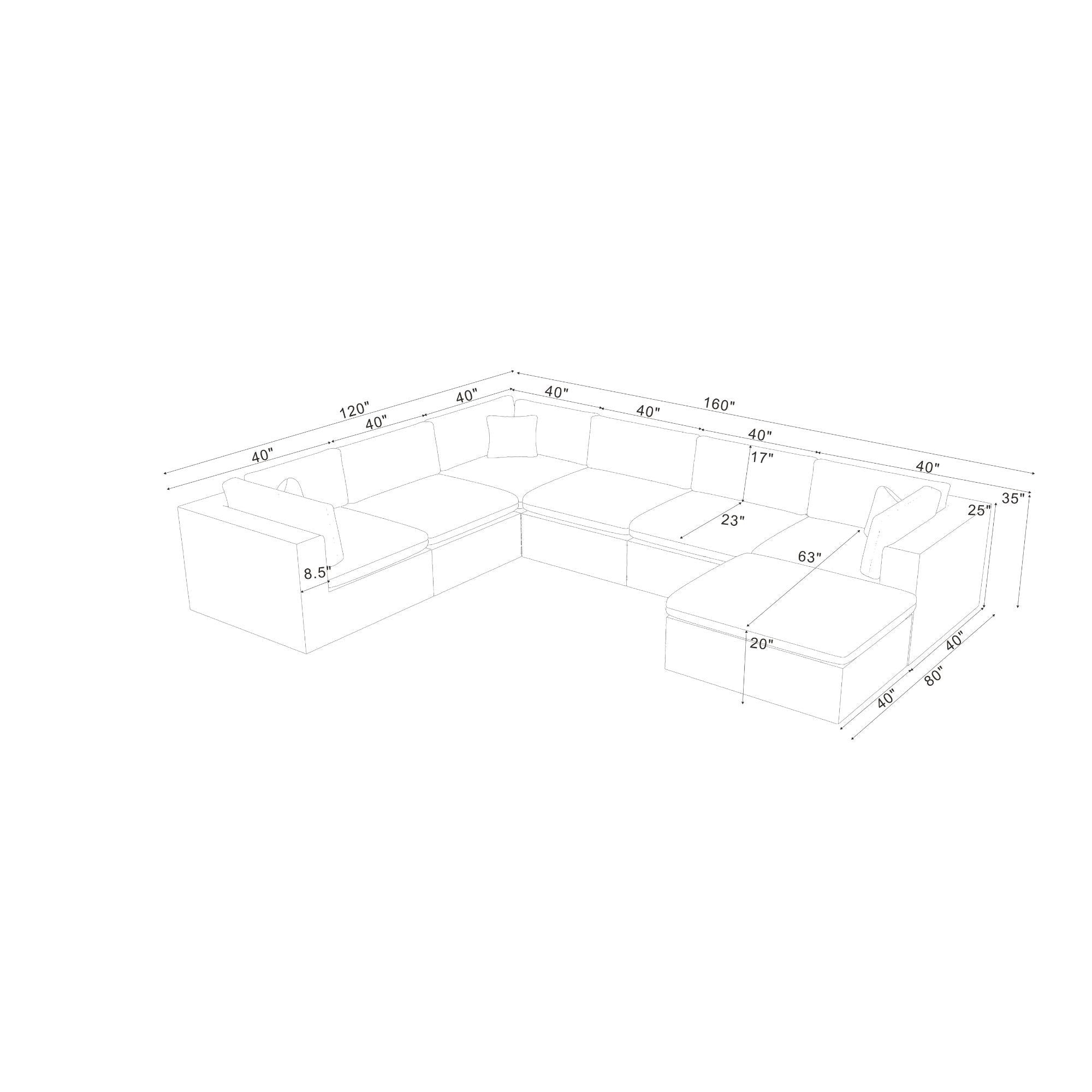 Custom Configuration Modular Sectional & Toss Pillows