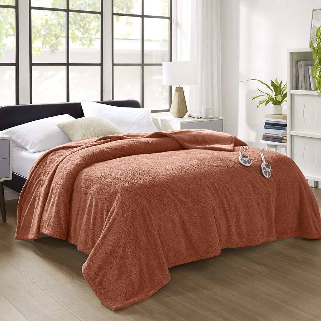 Dream Soft Heated - Twin Blanket - Rust