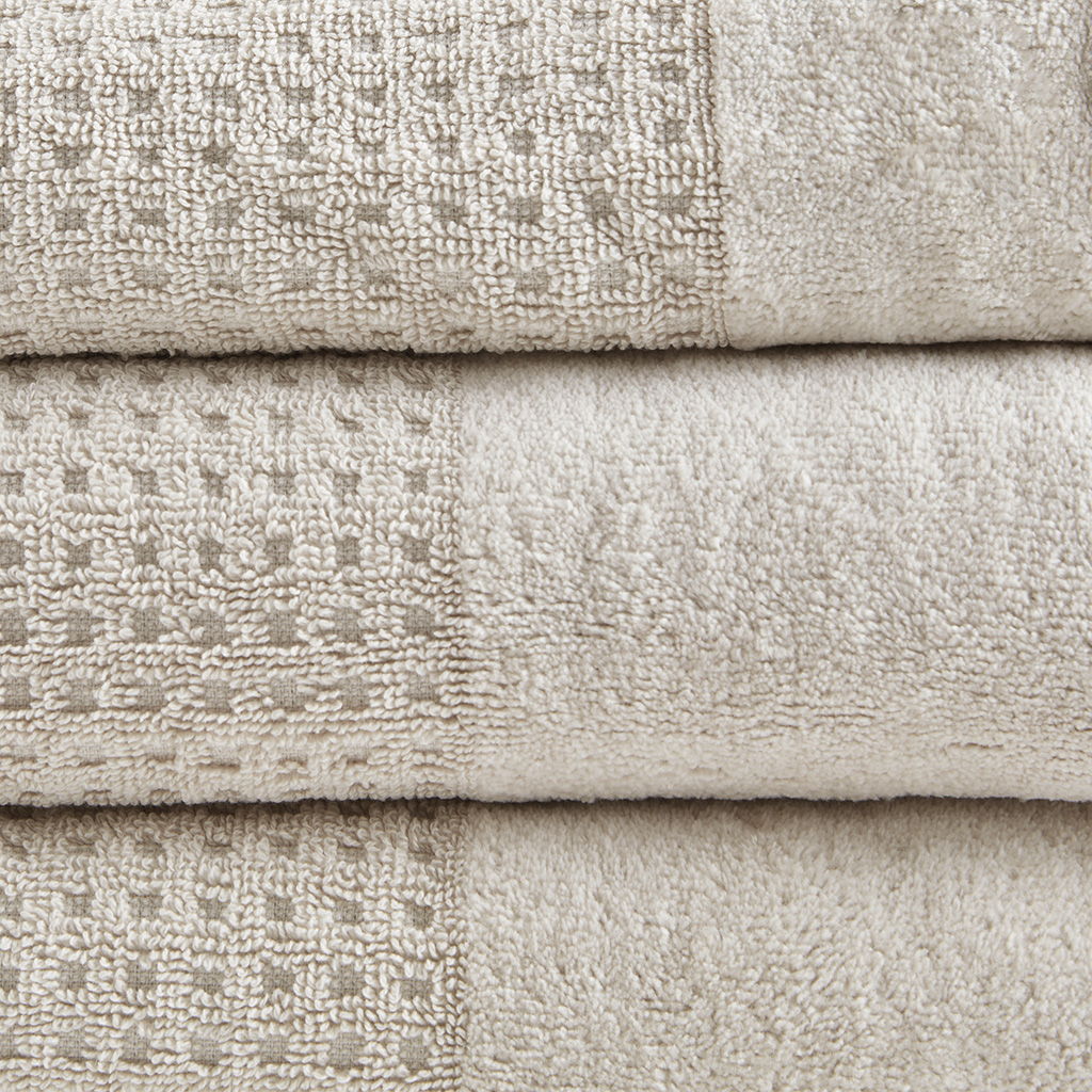 Spa - 6 Piece Jacquard Antimicrobial Towels Set - Taupe