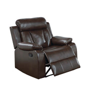 Leatherette Recliner With Pillow Arms And Headrest For Living Room - Brown