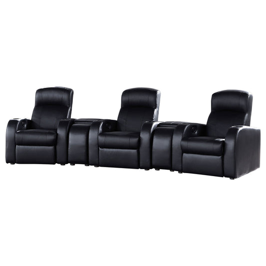 Greenfield - 3 Seater Home Theater With 2 Wedge Consoles - Black