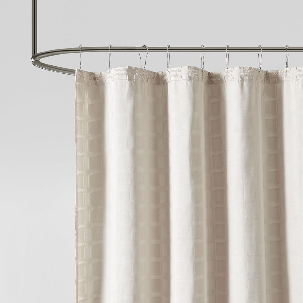 Metro - Woven Clipped Solid Shower Curtain - Sand