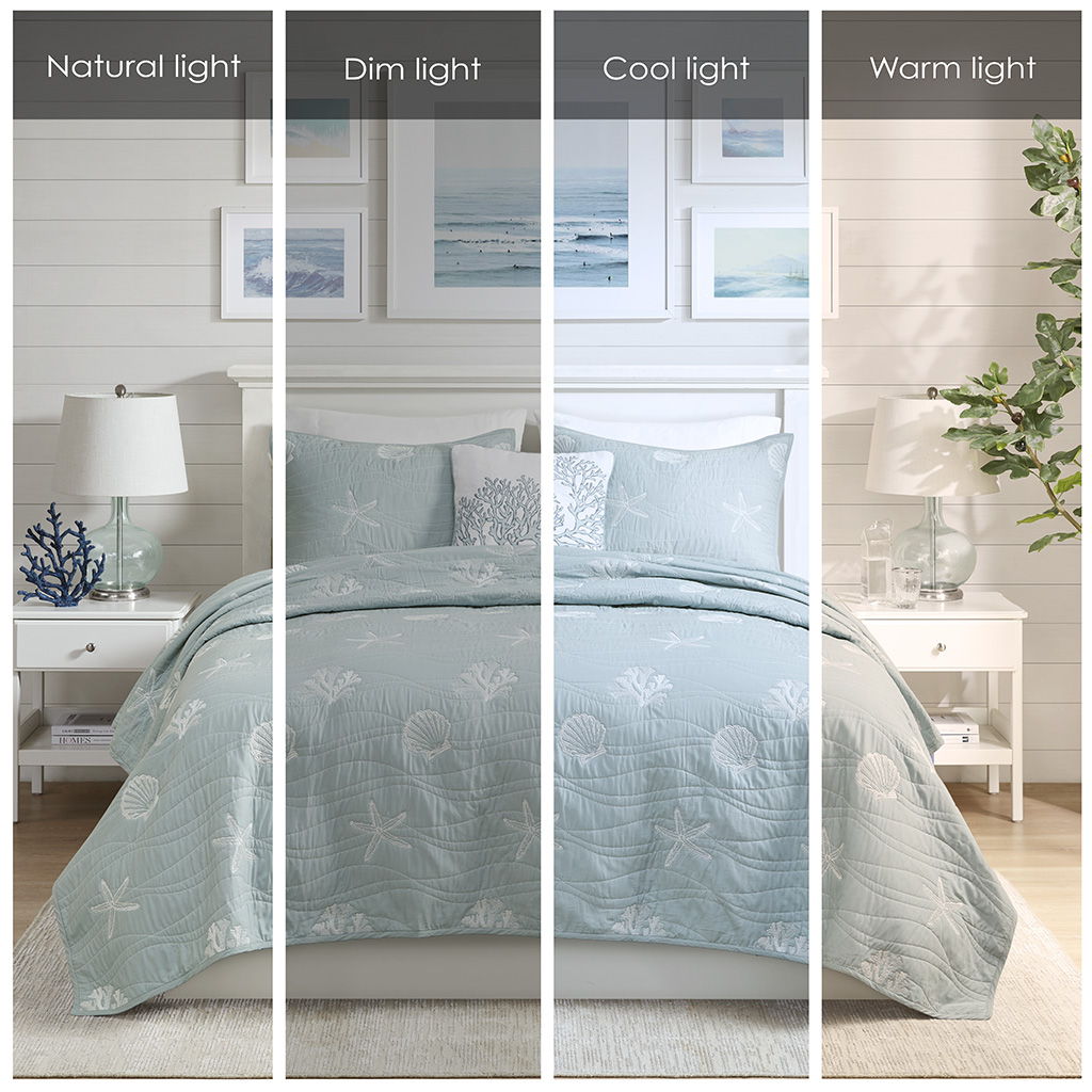 Seaside - 4 Piece Coverlet Set - Seafoam