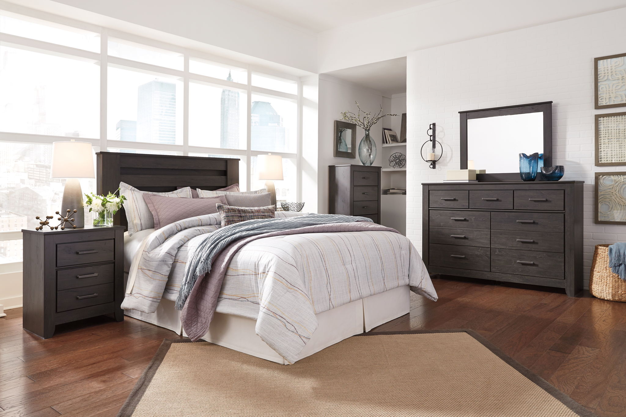 Brinxton - Queen Panel Headboard - Charcoal