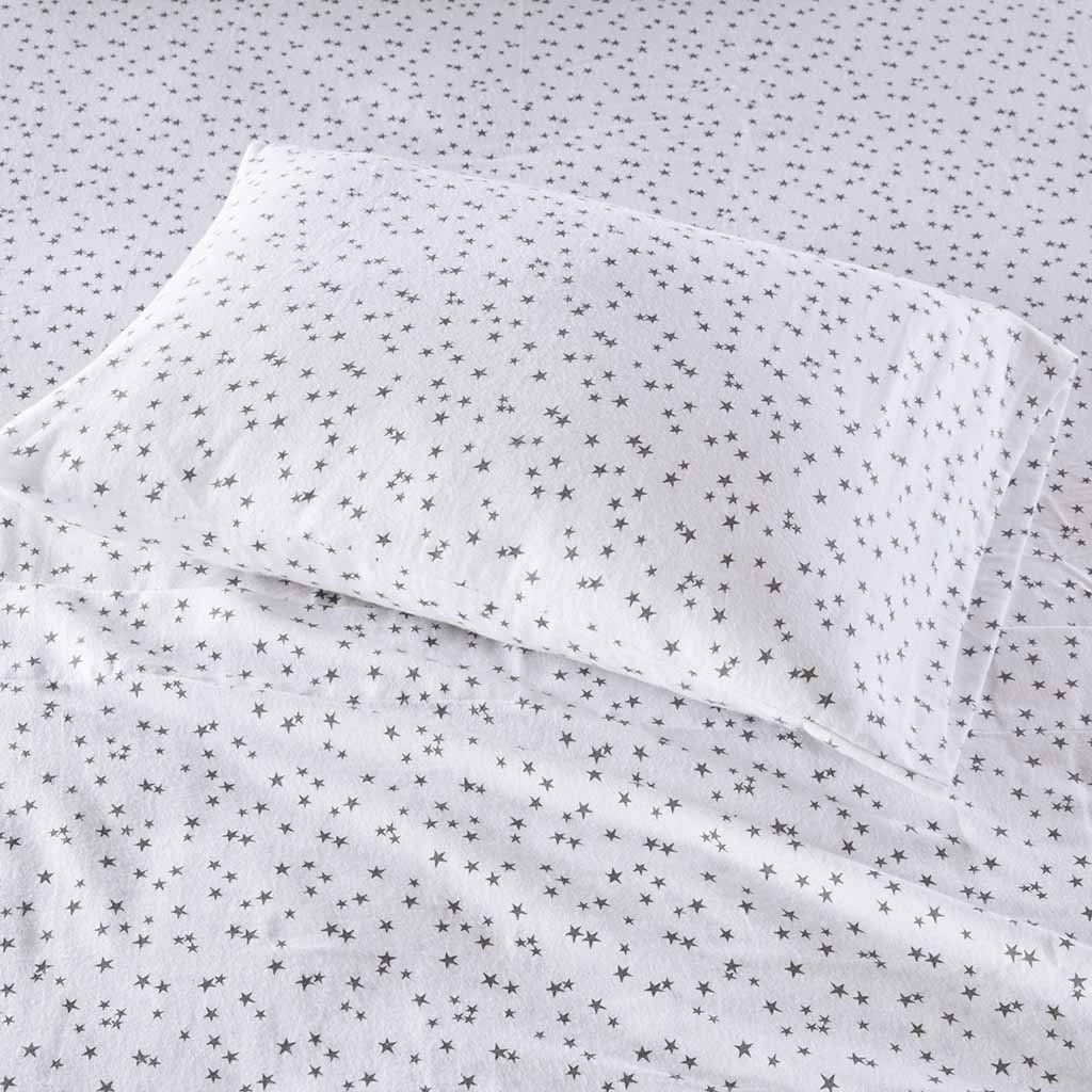 Twin Long Cozy Soft Novelty Print Sheet Set - Gray Stars