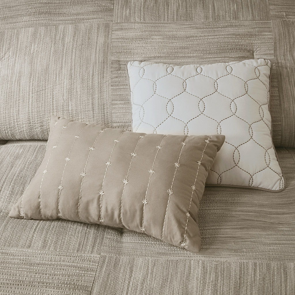 Walter - King 7 Piece Printed Comforter Set - Taupe