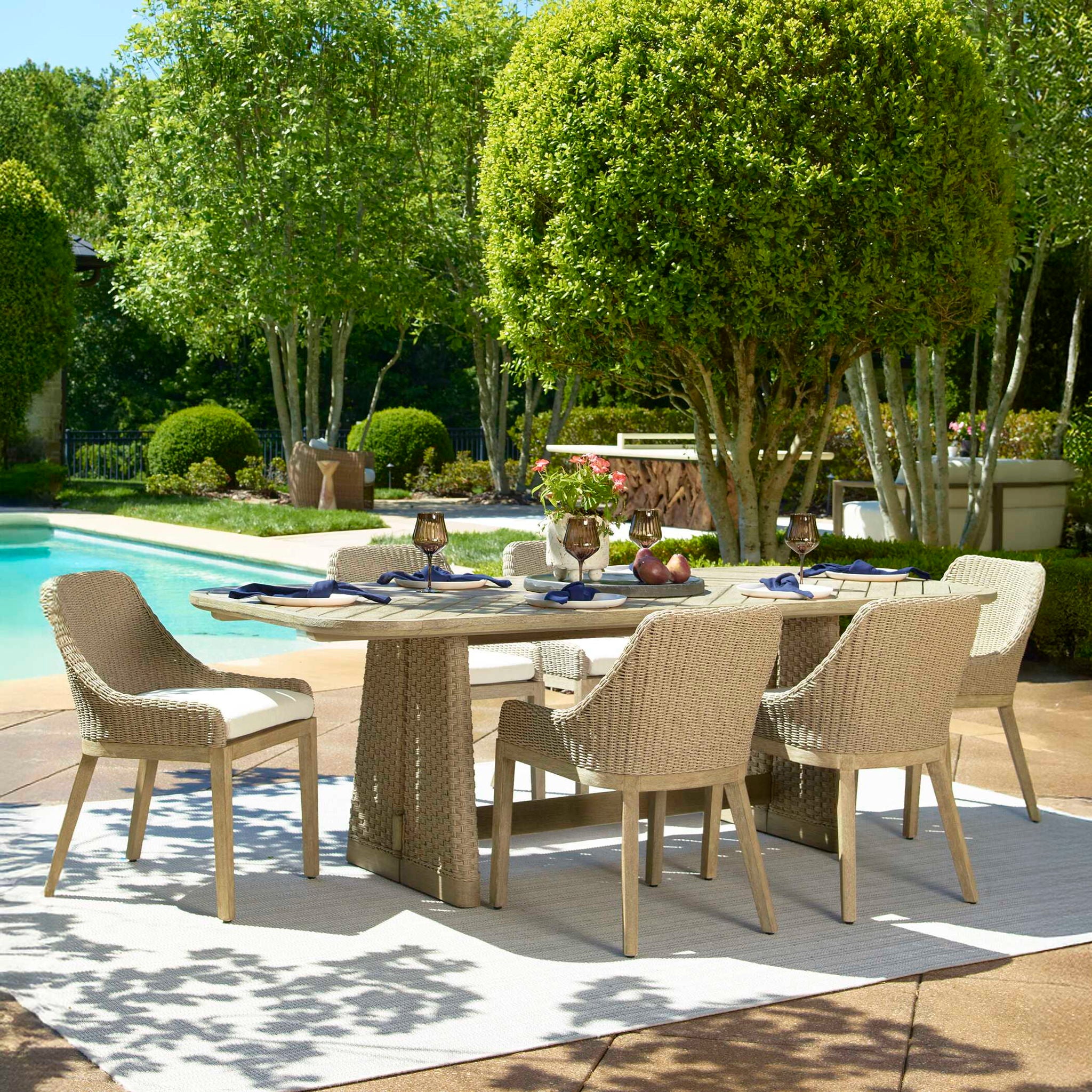 Harbor - Herringbone Indoor-Outdoor Dining Table - Brown