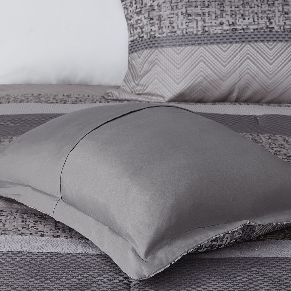 Rhapsody - California King 7 Piece Comforter Set - Gray / Taupe