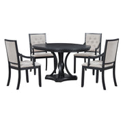 5 Piece Dining Set Extendable Round Table And 4 Chairs - Black / Oak