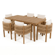 7 Piece Outdoor Dining Set With Table And Chairs - Beige / Brown
