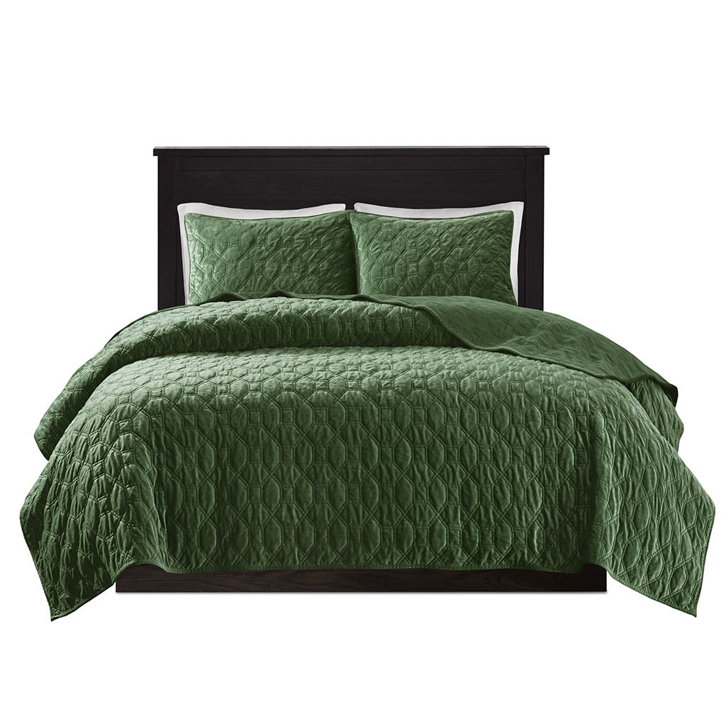 Harper - Reversible 3 Piece Coverlet Set - Green