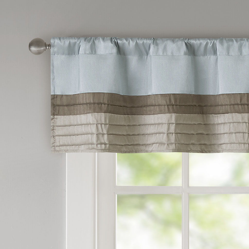 Amherst - Polyoni Pintuck Window Valance - Blue